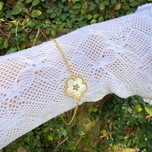 Gold and White Clover Necklace